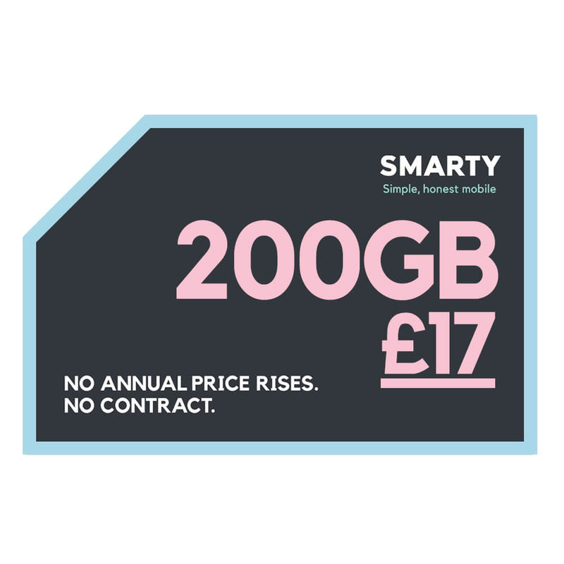 SMARTY Pay Monthly SIM 200GB / £17 Per Month / Pay Monthly
