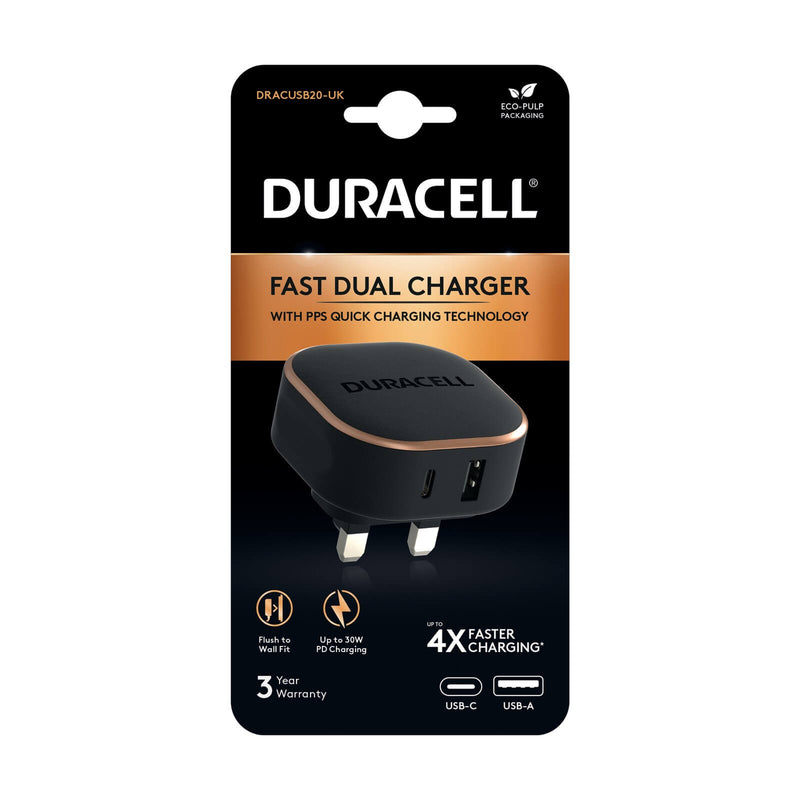 Duracell Duracell 30W USB-C & 18W USB-A Wall Charger Black / Brand New Condition