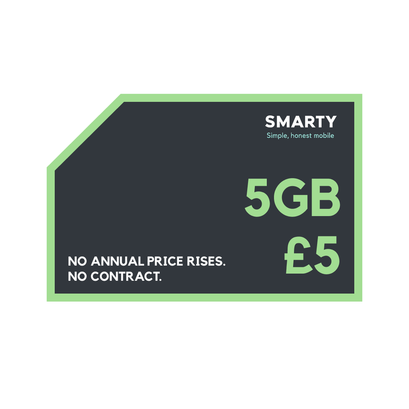 Smarty Bonus Sim SMARTY Pay Monthly SIM 5GB £5 Per Month